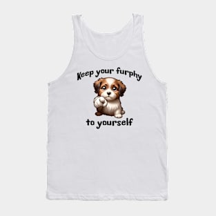 Sassy puppy says Keep Your Furphy to Yourself, funny Australian slang design Tank Top